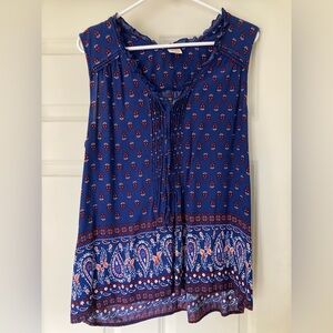 Faded Glory Blue and Red Paisley Blouse